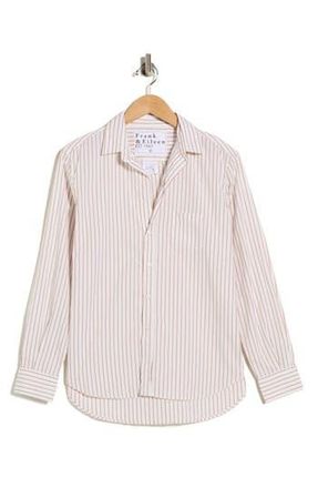 Frank & Eileen Eileen Relaxed Fit Stripe Button-Up Shirt in Camel Cream Stripe at Nordstrom Rack, Size X-Large