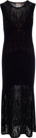 Liu Jo Open-Knit Maxi Dress with Round Neckline and Lining