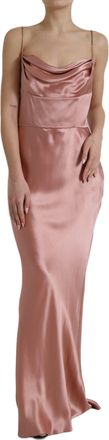 Dolce & Gabbana Womens Cowl Neck Maxi Slip Dress - Rose Gold Silk - Size EU 40 (Womens)