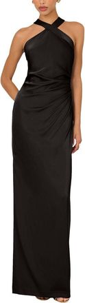 Adrianna Papell Stretch Satin Long Dress
