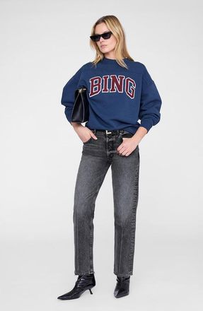 Anine Bing Trenton Sweatshirt in Washed Navy at Nordstrom, Size X-Small