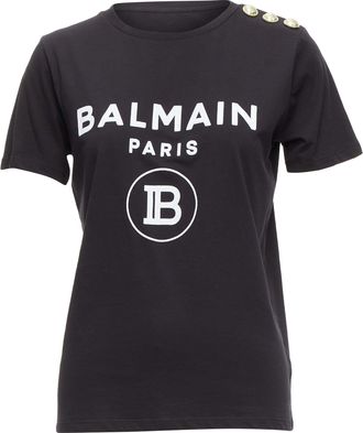 Balmain B logo gold military buttons tshirt