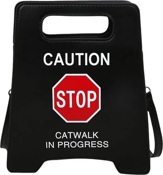 Generic Fashion Custom Warning Caution Shape Women Hand Bags Crossbody Bag over The Shoulder Bags for Men (Black, One Size)