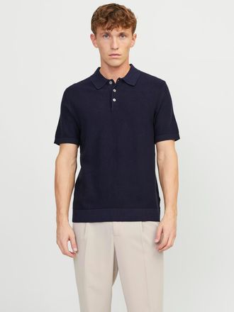 Jack & Jones Poloshirt JACK & JONES JPRBLUSANDRI KNIT POLO SN, Herren, Gr. S, blau (night sky), Jersey, Obermaterial: 100% Baumwolle, regular fit, Shirts Poloshirt