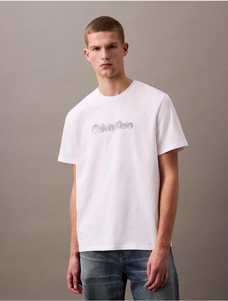 Calvin Klein Jeans Calvin Klein Mens Airbrush Logo Graphic Relaxed T-Shirt - White - 2XL