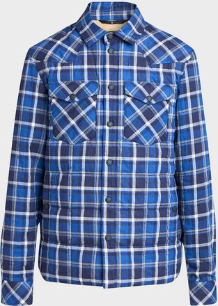 Moncler Men & apos;s Plaid Snap-Front Shirt Jacket