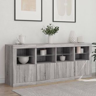 Berkfield Home Sideboard with LED Lights Grey Sonoma 163x37x67 cm | Size: 163 x 37 x 67 cm