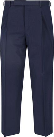 Pantaloni Torino Blue High-Waisted Pleated Virgin Wool-Blend Formal Pants