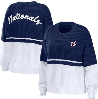WEAR by Erin Andrews Womens WEAR by Erin Andrews Navy/White Washington Nationals Chunky Pullover Sweatshirt at Nordstrom, Size Small