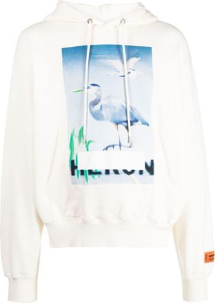 Heron Preston Censored graphic-print hoodie - men - Cotton - M - White