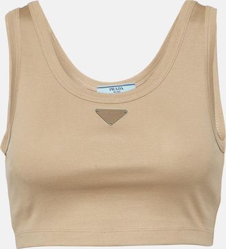 Prada Logo cotton jersey tank top