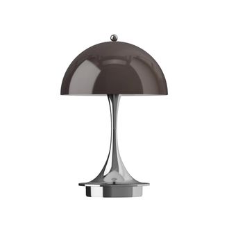 Louis Poulsen Panthella 160 Portable V3 Akku LED-Tischleuchte, chrom / original opal braun