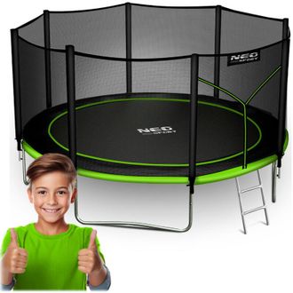 OEM Cama El&aacute;stica De Jard&iacute;n De 374 Cm Con Red Exterior Y Escalera Neo-sport