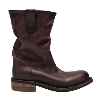 Miu Miu High Boots, female, Brown, Size: 10 1/2 US Foule Leather Booties