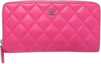Chanel Pre-owned Long Wallet (Bi-fold) - Dames - Vintage Accessoires - Roze - ONE Size - Leer - Vintage