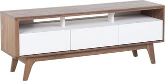 Beliani Beliani - Soporte Para Tv Madera Oscura Blanco Estante De Almacenamiento Cajones Gesti&oacute;n De Cables Estilo Moderno Syracuse