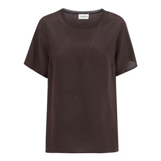 P.A.R.O.S.H. T-Shirts, female, Brown, Size: L Crepe de Chine Silk Blouse