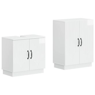 vidaXL Set Di Armadi Da Bagno Da 2 Pezzi Hoorn Bianco Lucido Vidaxl