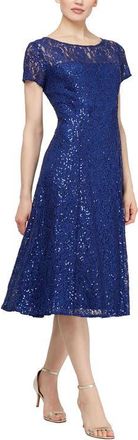 S.L. Fashions Cap Sleeve Metallic Lace Dress in Irs at Nordstrom, Size 16 P