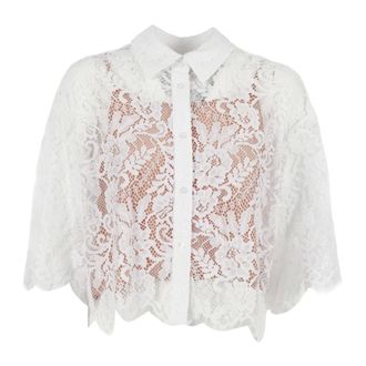 Michael Kors Camicia a maniche corte in pizzo lavorato - female - Michael Kors - Shirts - White - M - Blouses & Shirts