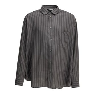Acne Studios Lyocell overhemd met verticale strepen - Heren - Overhemden - Grijs - Maat: 4XL Zijde