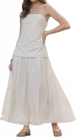Moon River Tube Top Longline Midi Dress In Cream