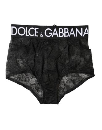 Dolce & Gabbana Womens Black Logo Girdle High Waist Panty Underwear Elastane Nylon Clothing