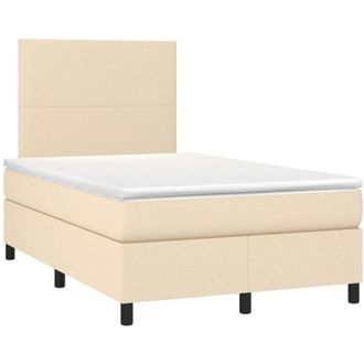vidaXL Cama Box Spring Con Colch&oacute;n Tela Color Crema 120x200 Cm Vidaxl