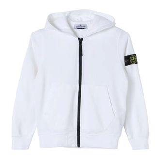 Stone Island Zip-Up Hooded Sweatshirt - male - Stone Island - Kids Sweatshirts - White - 8 Y - Kids