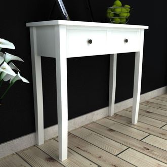 vidaXL Tavolo Consolle Da Trucco Con 2 Cassetti Bianco Vidaxl