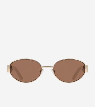 Cole Haan Womens Luxe Oval Sunglasses - Gold