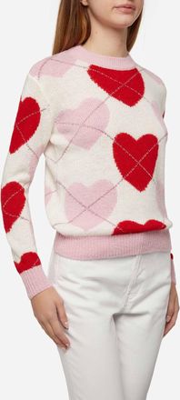 MC2 Saint Barth Woman Crewneck Soft Sweater Queen Nordic Soft With Heart Jacquard