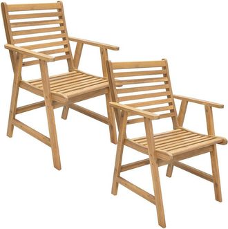 Sunnydaze Hatteras 2-Pack Acacia Outdoor Dining Armchairs