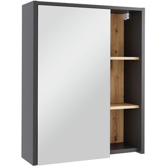 Vicco Mobile a specchio per il bagno Viola, Grigio/Artisan, 60 x 75 cm con ripiani aperti, Vicco