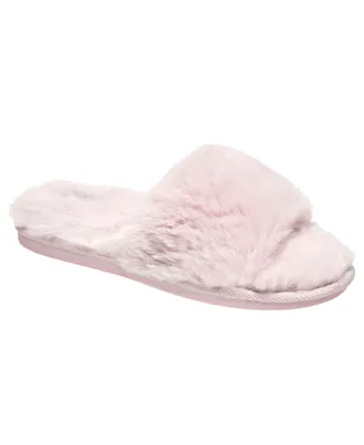 Nine West Womens Faux Fur Slippers - Cream - XLarge