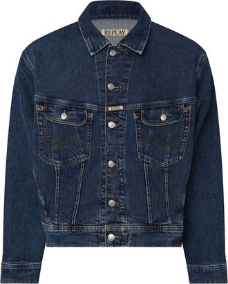 Replay Mens Comfort-Fit Jacket in Blue Cotton - Size X-Large