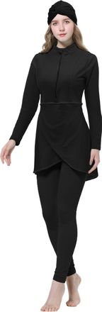 Generic Ladies Muslim Swimwear 3 Piece Set Full Coverage Long Sleeve Burkini Tops Swim Leggings & Hijab Conservative Swim Suit UV Protection