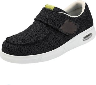 Generic Barefoot Diabetic Shoes for Women Men Wide Toe Adjustable Walking Footwear Non-Slip for Edema Swollen Feet,Black,10.5 UK