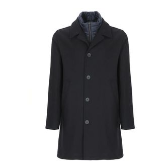 Herno Klassieke Blauwe Wollen Jas - Heren - Mantel - Blauw - 2XL - Wol - Jassen
