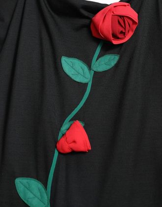 Dolce & Gabbana Womens Black Wool Sleeveless Rose Applique Dress