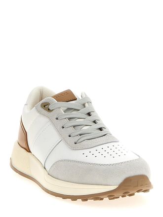 Tod's Mixed Leather & Suede Sneaker - White