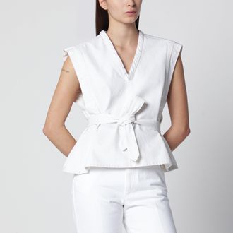Christophe Lemaire White Chasuble shirt in bleached denim