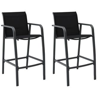 vidaXL Sillas Altas De Jard&iacute;n 2 Unidades Textilene Negro Vidaxl