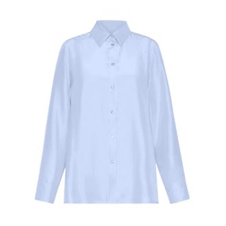 Max Mara Camisa de Seda - Blouses & Shirts - Mujer - Azul - XS