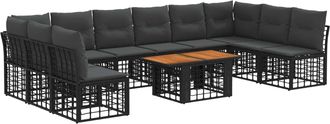 vidaXL Conjunto De Sof&aacute;s De Jard&iacute;n 11 Uds. Negro Y Gris Oscuro Vidaxl