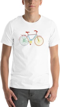 Generic Mens Classic T-Shirt with Retro Bicycle Print - Comfort Fit, Soft Cotton, Perfect for Cyclists and Casual Wear White