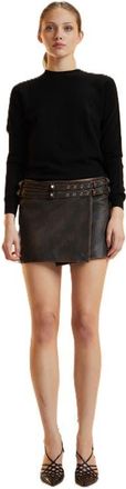 Cynthia Rowley Leather Wrap Skirt in Brown at Nordstrom, Size X-Small