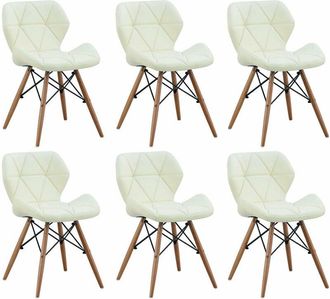 Milani Home Set Di 6 Sedie Da Cucina Moderna Di Design In Ecopelle Di Design Similpelle Stile Moderno Gambe In Legno Per Sala Da Pranzo, Cm 41x49x71 h