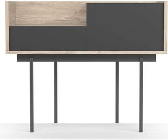 HERDASA Herdasa - Recibidor Modelo 671 Acabado Roble Combinado Con Grafito, 84cm(alto) 98cm(ancho) 31cm(prof.)