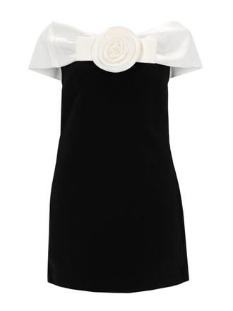 Self Portrait Off-The-Shoulder White Flower Mini Dress